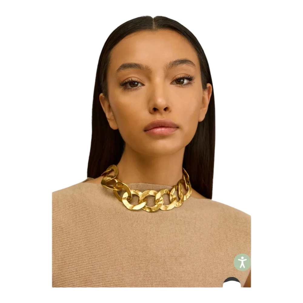 Cult Gaia Dulce Choker Chain Link Hammered Metal Necklace